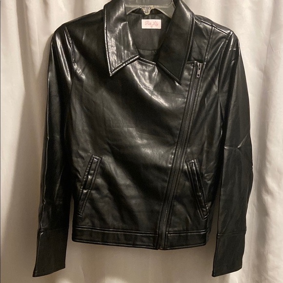 NWOT Pink Lily Faux Leather Jacket - Picture 1 of 9